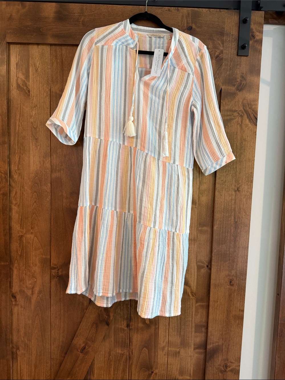 NWT Soft Surroundings Laguna Gauze Striped Midi Dress